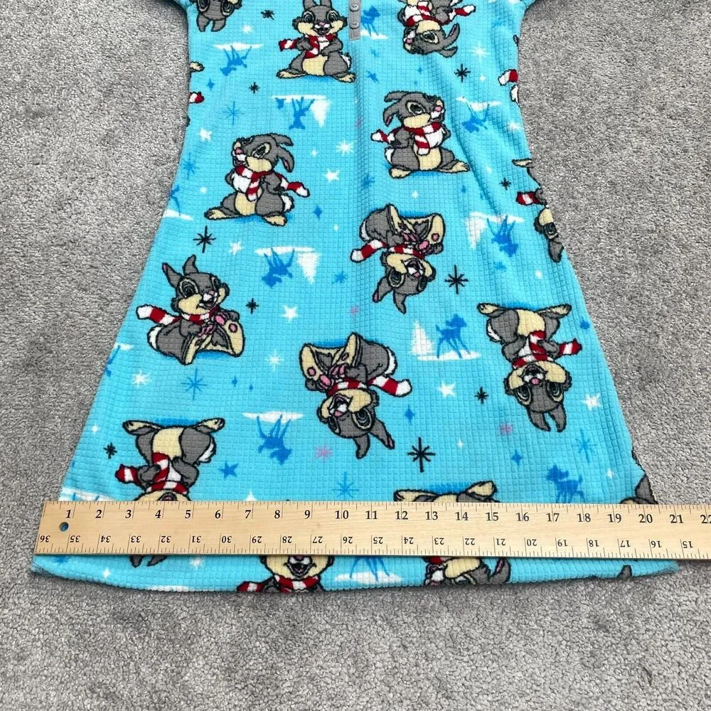 Disney Bambi Thumper Pajama Dress Girls Blue Long Sleeve Graphic  Sleepwear - Picture 8 of 11